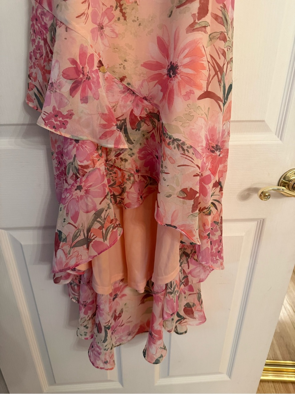 Pink Floral High-Low Ruffle Maxi Dress - Picture 4 of 10